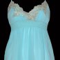 Sexy Goddess Aqua Chiffon Gold Lace Babydoll Top - Medium