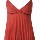 Trendy Sexy Classy Rust Pleated Camisole Babydoll Top - Large