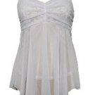 Sweet Girly White Mesh & Lace Babydoll Cami Top - Small