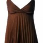 Trendy Sexy Classy Brown Pleated Camisole Babydoll Top - Large