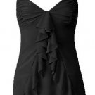 Flirty Sexy Black Ruched Ruffle Babydoll Cami Top - Small
