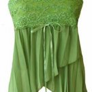 So Sweet Sexy Pink Lace Chiffon Pleated Babydoll Top - Small
