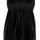 Sexy Self-Esteem Black Velvet Smocked Babydoll Tube Top - Medium