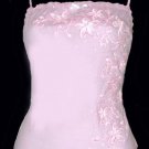 Sexy Dazzling Pink Gauze Glass Bead Floral Camisole Top - Small