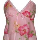 Sexy Soft Pink Floral Layered Camisole Top - Small