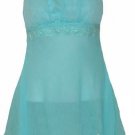 Soft 'n Sexy Aqua Blue Crepe Chiffon Babydoll Top - Small