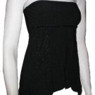 Stunning Black Beaded Floral Strapless Babydoll Top - Large