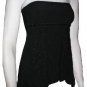 Stunning Black Beaded Floral Strapless Babydoll Top - Large
