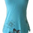 Sexy Exotic BlueLaser Cut Beaded Floral Tube Top - Small