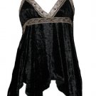 Captivating Vixen Black Crushed Velvet Babydoll Top - Medium
