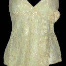 Feminine Sexy Soft Yellow Lace Babydoll Cami Top - Large