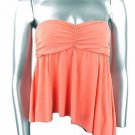 Flirty Sexy Peach Ruched Strapless Babydoll Top - Large