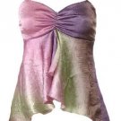 Sexy Pink Tie-Dye Crinkle Satin Babydoll Cami Top - Small