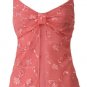 Coral Floral Embroidered Mesh Flyaway Camisole Top - Large