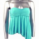 Flirty Sexy Aqua Blue Ruched Strapless Babydoll Top - Small