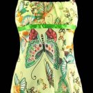 Colorful Lime Butterfly Chiffon Babydoll Camisole Top - Large