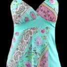 Vibrant Blue Boho Floral Georgette Cami Top - Small