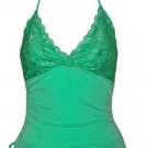 Sexy Luscious Green Lace Ruched Halter Top - Medium