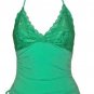 Sexy Luscious Green Lace Ruched Halter Top - Medium