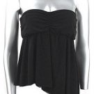 Flirty Sexy Black Ruched Strapless Babydoll Top - Large