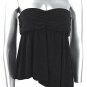 Flirty Sexy Black Ruched Strapless Babydoll Top - Large