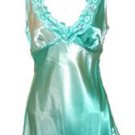 Sexy Tempting Teal Champagne Lace Sequins Satin Top - Small
