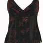 Sexy Vixen Black Fuschia Floral Sparkling Glitter Top - Medium