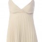 Trendy Sexy Classy Beige Pleated Camisole Babydoll Top - Large