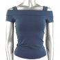 Classy & Sexy Teal Shoulder Baring Stretch Knit Top - Medium