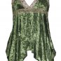 Captivating Vixen Sage Crushed Velvet Babydoll Top - Medium