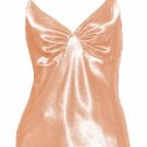 Sinfully Sexy Soft Peach Satin Ruched Cami Top - Small
