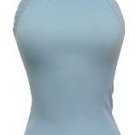 Flirty Sexy Blue Floral Lace Trim Halter Top - Small