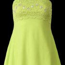 Lime Lace Sequins Beads Camisole Top - Medium