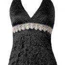 Sexy Gorgeous Black Satin Crinkle Lace Halter Top - Medium