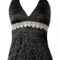 Sexy Gorgeous Black Satin Crinkle Lace Halter Top - Medium