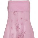Sexy Pink Crepe Chiffon Butterfly Babydoll Top - Small