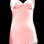 Sexy Alluring Pink Satin White Lace Camisole Top - Small