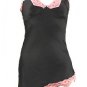 Sexy Alluring Black Satin Pink Lace Camisole Top - Small