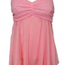 Sweet Girly Pink Mesh & Lace Babydoll Cami Top - Large