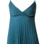 Trendy Sexy Classy Teal Pleated Camisole Babydoll Top - Large