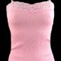 Sexy Pink Stretch Popcorn Gauze Lace Trim Camisole Top - Small