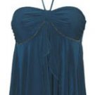 Teal Goddess Ruffle Halter Babydoll Top - Small