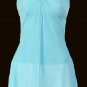 Unique Aqua Blue Chiffon Mesh Bandeau Halter Tube Top - Large