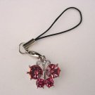 Trendy Pink Crystal Butterfly Cell Phone Charm