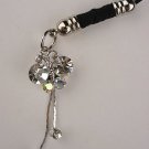 Trendy Clear Crystal Butterfly Black Tassel Cell Phone Charm