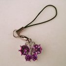 Trendy Purple Crystal Butterfly Cell Phone Charm