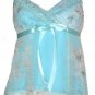 Romantic Dreamy Sexy Blue Floral Chiffon Babydoll Top - Medium