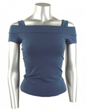 Classy & Sexy Teal Shoulder Baring Stretch Knit Top - Medium