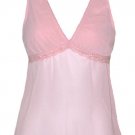 Sexy Pink Lace Sequins Beads Chiffon Tease Top - Medium