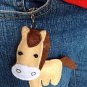 Cute Horse Animals Stuffed Felt On Ring Key Chain Phone Strap Craft Kids Friend Gift Toys